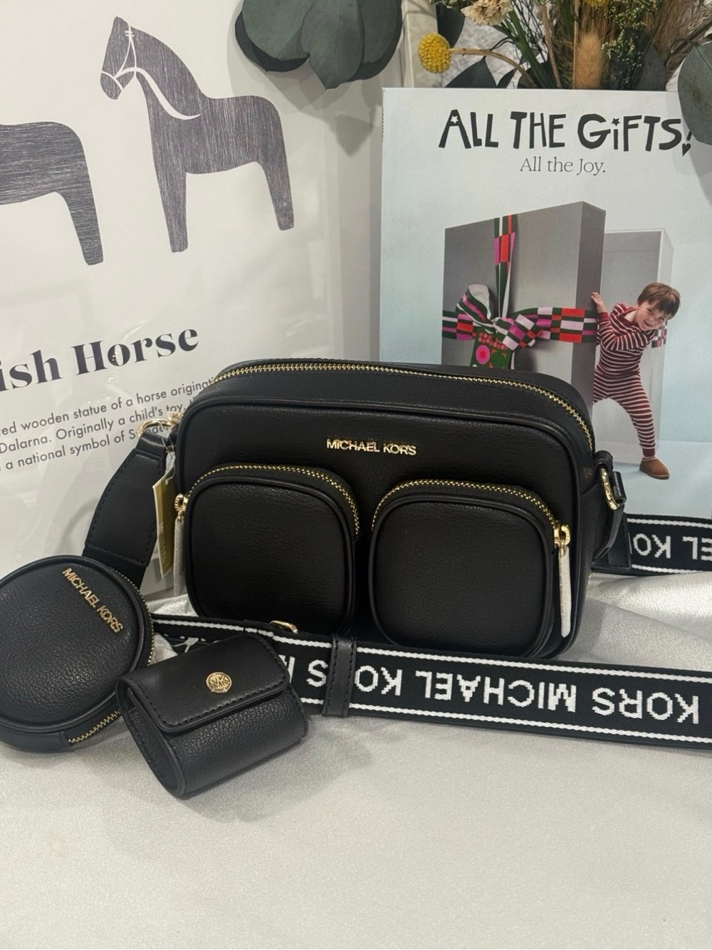 michael kors Jet Set Medium Leather Crossbody Bag with Case